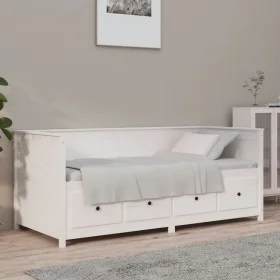 Solid white pine wood sofa bed 90x190 cm by , Beds and slatted bases - Ref: Foro24-820912, Price: 411,22 €, Discount: %