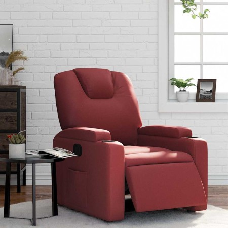 Sillón reclinable eléctrico de cuero sintético rojo tinto en Sillones | Comprar online en Foru.es