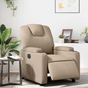 Sillón reclinable eléctrico de cuero sintético color capuchino en Sillones | Comprar online en Foru.es