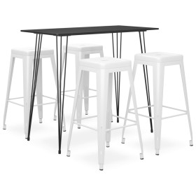 Mesa alta y taburetes de bar 5 piezas negro y blanco de , muebles para cocinas y comedores - Ref: Foro24-3057374, Precio: 502...