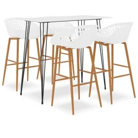 Mesa alta y taburetes de bar de 5 piezas blanco de , muebles para cocinas y comedores - Ref: Foro24-3057407, Precio: 425,76 €...