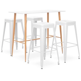 Mesa alta y taburetes de bar 5 piezas blanco de , muebles para cocinas y comedores - Ref: Foro24-3057430, Precio: 518,06 €, D...