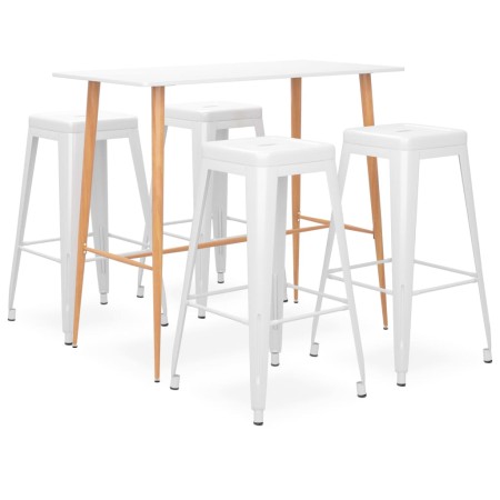 Mesa alta y taburetes de bar 5 piezas blanco de , muebles para cocinas y comedores - Ref: Foro24-3057430, Precio: 518,06 €, D...