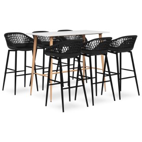 Set de bar de 7 piezas blanco y negro de , muebles para cocinas y comedores - Ref: Foro24-3057445, Precio: 544,52 €, Descuent...