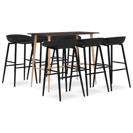 Mesa alta y taburetes de bar 7 piezas negro de , muebles para cocinas y comedores - Ref: Foro24-3057479, Precio: 552,96 €, De...