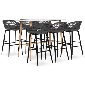 Mesa alta y taburetes de bar 7 piezas blanco y gris de , muebles para cocinas y comedores - Ref: Foro24-3057447, Precio: 545,...