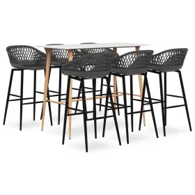 Mesa alta y taburetes de bar 7 piezas blanco y gris de , muebles para cocinas y comedores - Ref: Foro24-3057447, Precio: 528,...