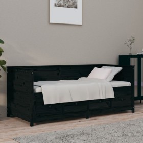 Sofá cama madera maciza de pino negro 75x190 cm de , Camas y somieres - Ref: Foro24-820920, Precio: 247,72 €, Descuento: %