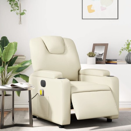 Sillón de masaje reclinable eléctrico cuero sintético crema en Sillones | Comprar online en Foru.es