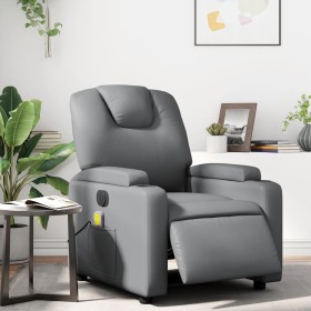 Sillón de masaje reclinable eléctrico cuero sintético gris en Sillones | Comprar online en Foru.es