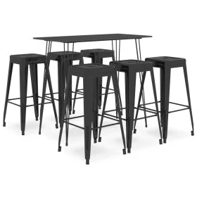 Mesa alta y taburetes de bar 7 piezas negro de , muebles para cocinas y comedores - Ref: Foro24-3057387, Precio: 650,41 €, De...
