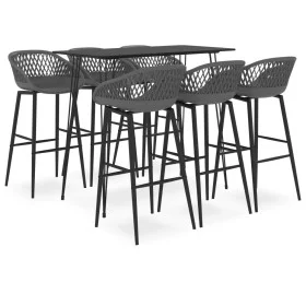 Mesa alta y taburetes de bar 7 piezas negro y gris de , muebles para cocinas y comedores - Ref: Foro24-3057391, Precio: 547,0...