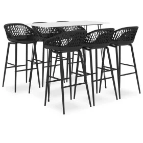 Mesa alta y taburetes de bar 7 piezas blanco y negro de , muebles para cocinas y comedores - Ref: Foro24-3057417, Precio: 598...