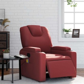 Sillón de masaje reclinable de cuero artificial rojo tinto en Sillones | Comprar online en Foru.es