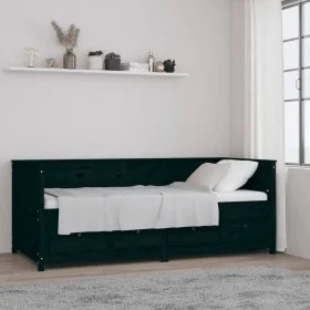 Sofá cama madera maciza de pino negro 90x200 cm de , Camas y somieres - Ref: Foro24-820905, Precio: 251,97 €, Descuento: %