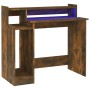 Escritorio con LED madera ingeniería roble ahumado 97x45x90 cm de , Escritorios - Ref: Foro24-820475, Precio: 58,71 €, Descue...