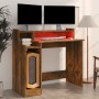 Escritorio con LED madera ingeniería roble ahumado 97x45x90 cm de , Escritorios - Ref: Foro24-820475, Precio: 58,71 €, Descue...