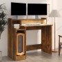 Escritorio con LED madera ingeniería roble ahumado 97x45x90 cm de , Escritorios - Ref: Foro24-820475, Precio: 58,71 €, Descue...