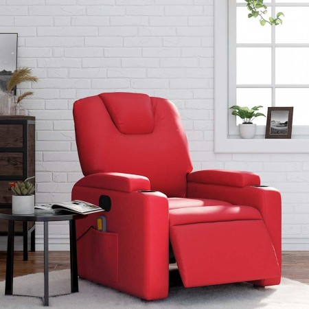 Sillón de masaje reclinable eléctrico de cuero artificial rojo en Sillones | Comprar online en Foru.es