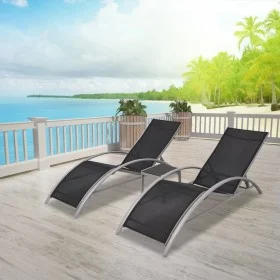Sun loungers with black aluminum table by vidaXL, Loungers - Ref: Foro24-42160, Price: 183,70 €, Discount: %