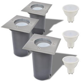 Luces de suelo de exterior cuadradas 3 unidades de vidaXL, Iluminación de exterior - Ref: Foro24-42413, Precio: 43,35 €, Desc...