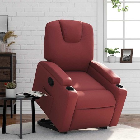 Sillón reclinable elevable cuero artificial rojo tinto en Sillones | Comprar online en Foru.es