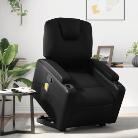 Sillón reclinable de masaje de pie cuero artificial negro en Sillones | Comprar online en Foru.es