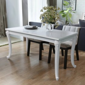 Mesa de comedor 116x66x76 cm blanco brillante de vidaXL, Mesas de cocina y de comedor - Ref: Foro24-243383, Precio: 199,31 €,...