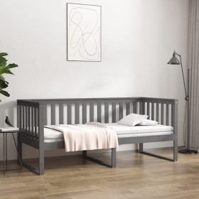 Sofá cama madera maciza de pino gris 90x190 cm de , Camas y somieres - Ref: Foro24-820883, Precio: 133,77 €, Descuento: %