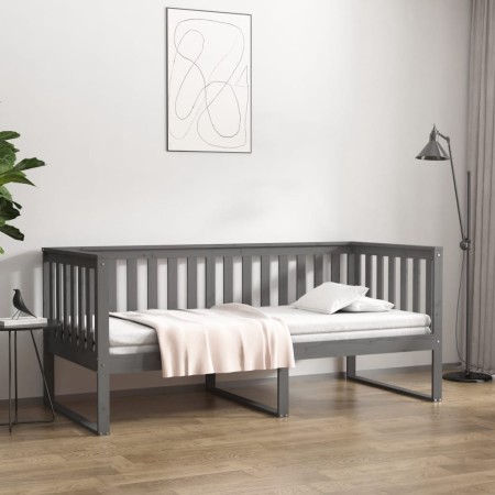 Sofá cama madera maciza de pino gris 90x190 cm de , Camas y somieres - Ref: Foro24-820883, Precio: 133,77 €, Descuento: %