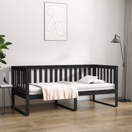 Sofá cama madera maciza de pino negro 90x190 cm de , Camas y somieres - Ref: Foro24-820885, Precio: 137,43 €, Descuento: %