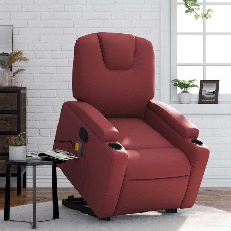 Sillón reclinable de masaje de pie cuero artificial rojo tinto en Sillones | Comprar online en Foru.es