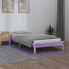 Estructura de cama con LED madera maciza 100x200 cm de , Camas y somieres - Ref: Foro24-820596, Precio: 88,28 €, Descuento: %