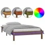 Bed frame with LED solid wood honey brown 90x200 cm by , Beds and slatted bases - Ref: Foro24-820594, Price: 115,25 €, Discou...