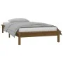 Bed frame with LED solid wood honey brown 90x200 cm by , Beds and slatted bases - Ref: Foro24-820594, Price: 115,25 €, Discou...