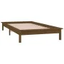 Bed frame with LED solid wood honey brown 90x200 cm by , Beds and slatted bases - Ref: Foro24-820594, Price: 115,25 €, Discou...