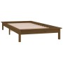 Estructura de cama con LED madera maciza marrón miel 90x200 cm de , Camas y somieres - Ref: Foro24-820594, Precio: 116,77 €, ...