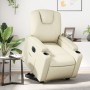 Sillón reclinable elevable eléctrico de cuero sintético crema en Sillones | Comprar online en Foru.es