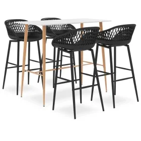 Mesa alta y taburetes de bar 5 piezas blanco y negro de , muebles para cocinas y comedores - Ref: Foro24-3057431, Precio: 379...
