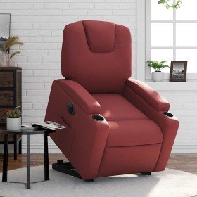 Sillón elevable eléctrico cuero artificial rojo tinto en Sillones | Comprar online en Foru.es