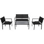 Set de muebles de jardín 4 piezas textilene negro de vidaXL, Conjuntos de jardín - Ref: Foro24-42162, Precio: 181,25 €, Descu...