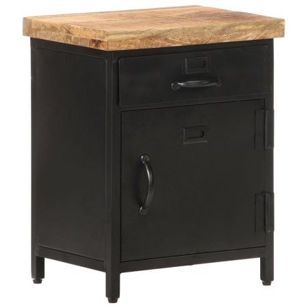 Mesita de noche de madera maciza de mango rugosa 40x30x52 cm de vidaXL, Mesitas de noche - Ref: Foro24-320664, Precio: 102,25...