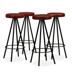 Taburetes de barra de cocina 4 unidades cuero auténtico de , Taburetes de cocina - Ref: Foro24-245444, Precio: 252,27 €, Desc...