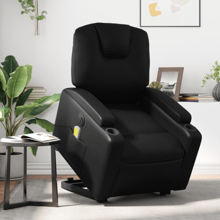 Sillón de masaje elevable eléctrico cuero sintético negro en Sillones | Comprar online en Foru.es