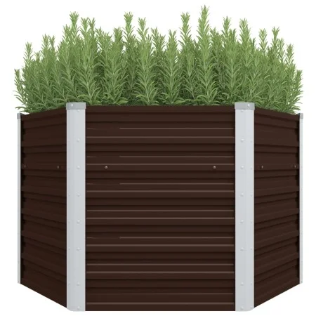 Arriate de acero galvanizado marrón 129x129x77 cm de , Maceteros y jardineras - Ref: Foro24-45721, Precio: 64,75 €, Descuento: %