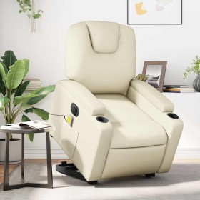 Sillón de masaje elevable eléctrico cuero sintético crema en Sillones | Comprar online en Foru.es
