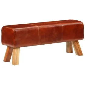 Banco potro Bok madera de mango y cuero marrón 110 cm de , Bancos de comedor y cocina - Ref: Foro24-351102, Precio: 167,66 €,...