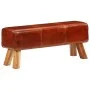 Banco potro Bok madera de mango y cuero marrón 110 cm de , Bancos de comedor y cocina - Ref: Foro24-351102, Precio: 167,66 €,...