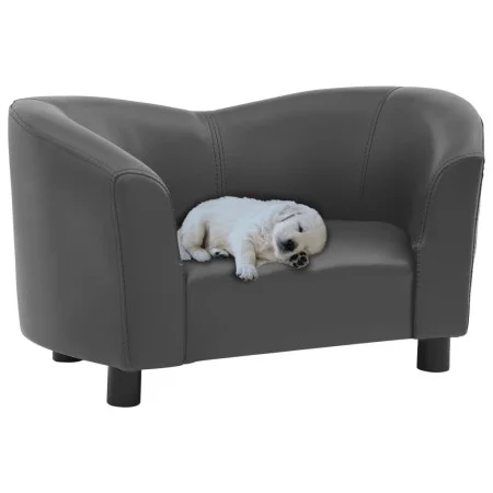 Sofá para perros cuero sintético gris 67x41x39 cm de , Camas para perros - Ref: Foro24-170948, Precio: 78,12 €, Descuento: %