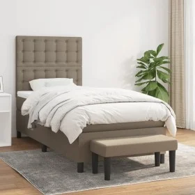 Cama box spring con colchón tela gris taupe 90x200 cm de , Camas y somieres - Ref: Foro24-3136889, Precio: 422,17 €, Descuent...